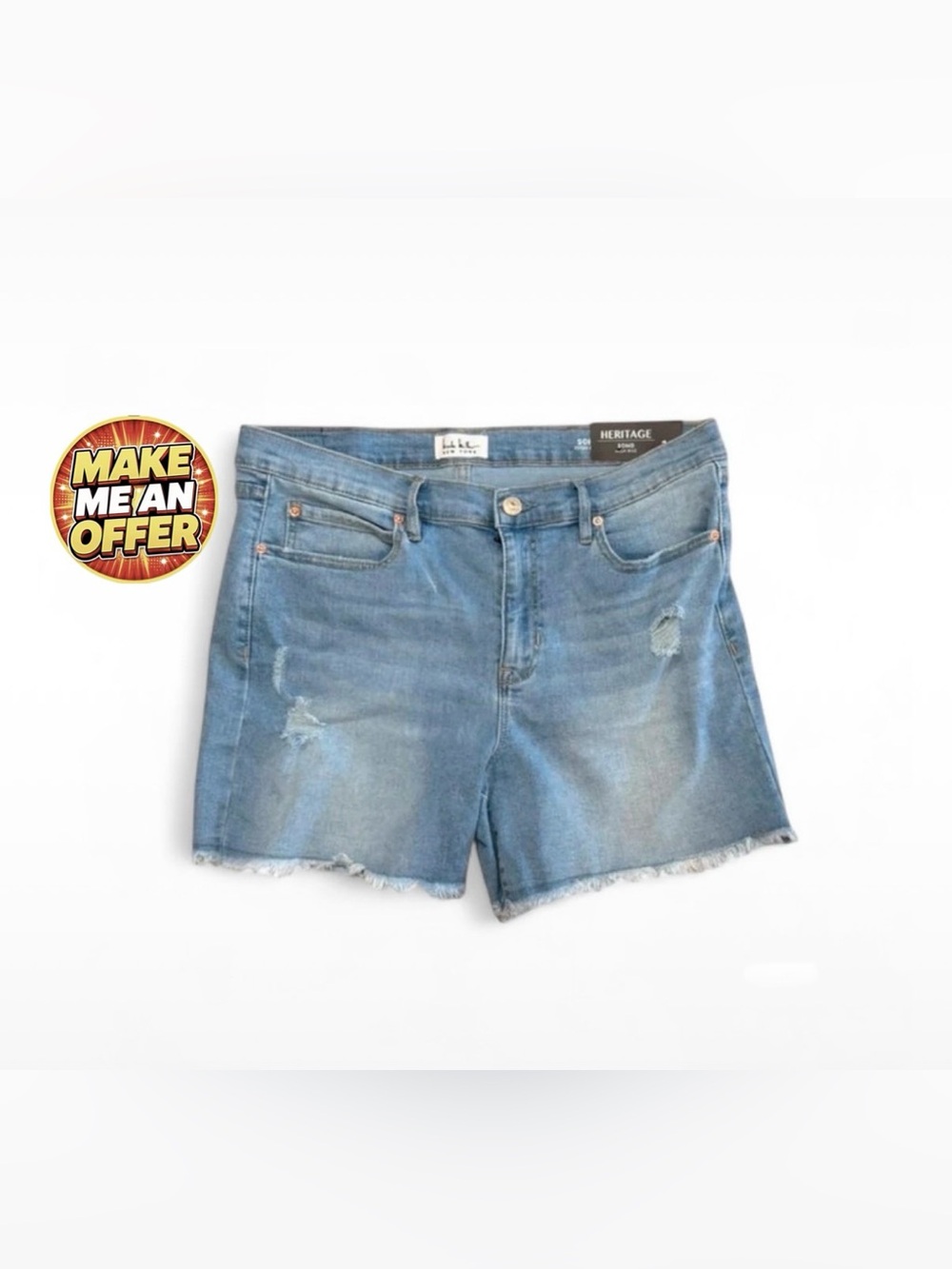 Brand New Heritage Light Blue Distressed Denim Shorts - SZ 12